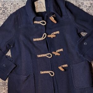 Original Duffer Brothers Vintage Navy Canvas Heavy Duty Blue Toggle Coat